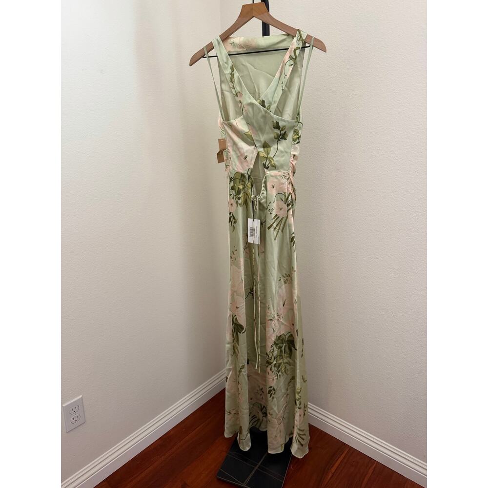 New $422 O.P.T Roslyn silk dress sz small mint blossom - Picture 5 of 6